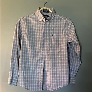 Izod Plaid Button-Down Shirt in Blue and Pink Boys 10-12